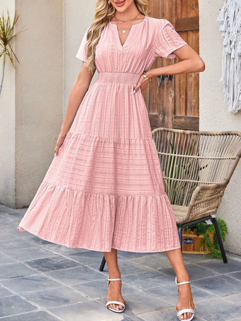 tiered-notched-short-sleeve-dress OhSoStyled at Sophia's Style-2